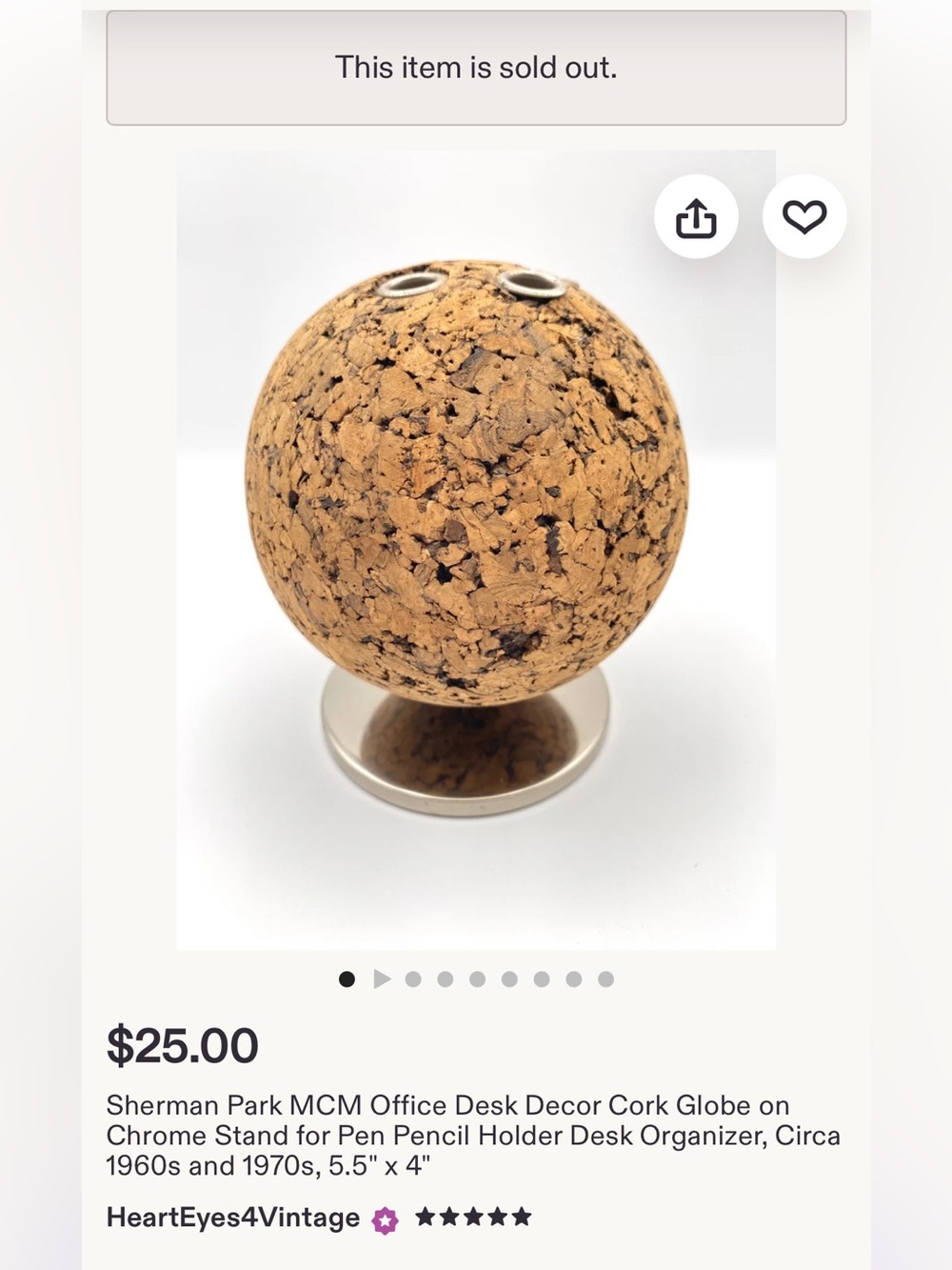 1970s Cork Pencil Globe - Picture 10 of 12